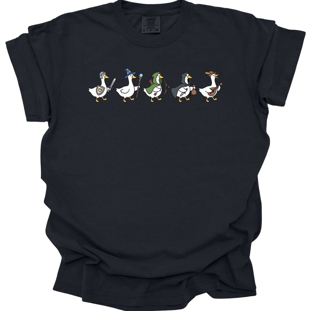Printify T-Shirt Black / S Silly Goose Adventurers Funny D&D T-Shirt - Comfort Colors