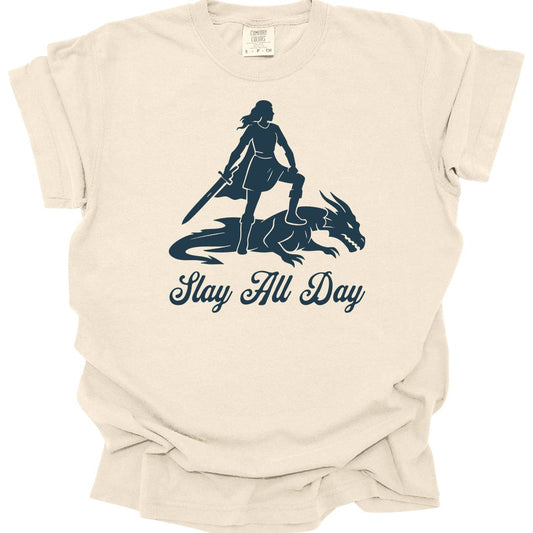 Printify T-Shirt Ivory / S Slay All Day T-Shirt - Comfort Colors