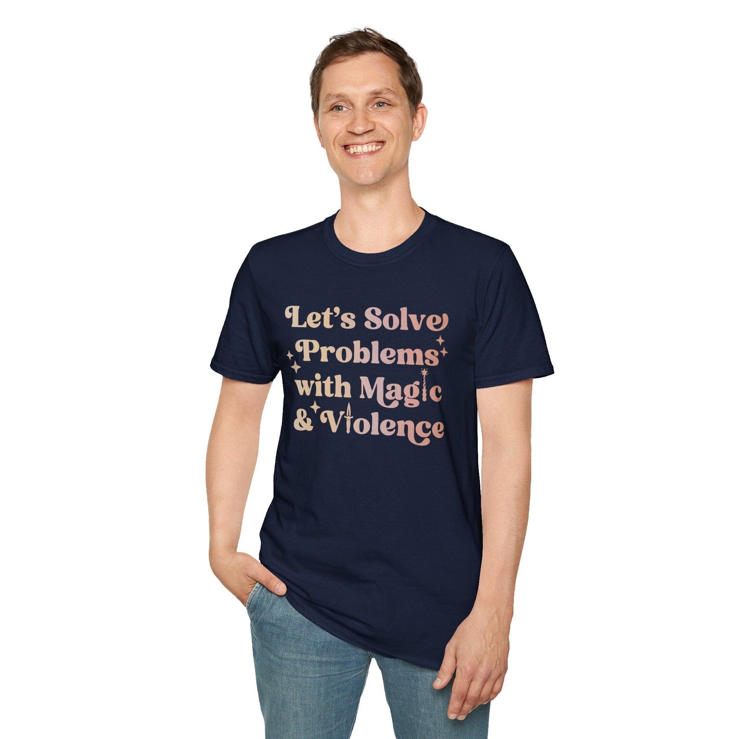 Printify T-Shirt Solve Problems with Magic & Violence T-Shirt