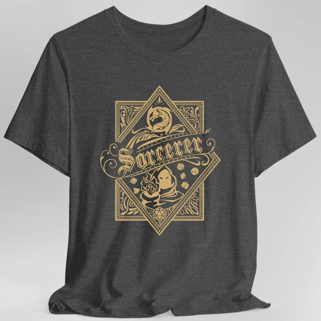 Printify T-Shirt Dark Heather Grey / S Sorcerer D&D Class Emblem T-shirt