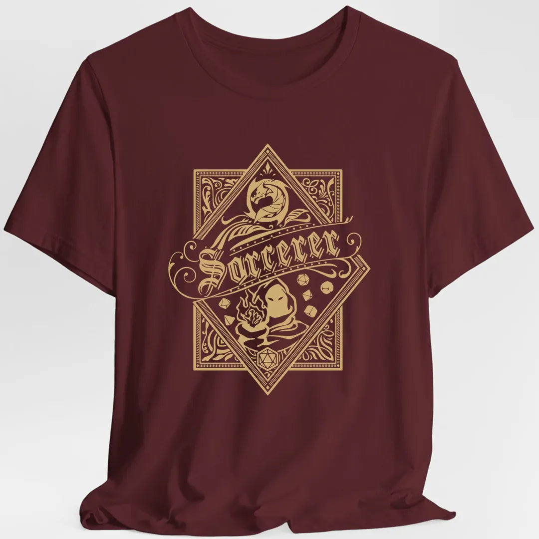 Printify T-Shirt Maroon / S Sorcerer D&D Class Emblem T-shirt