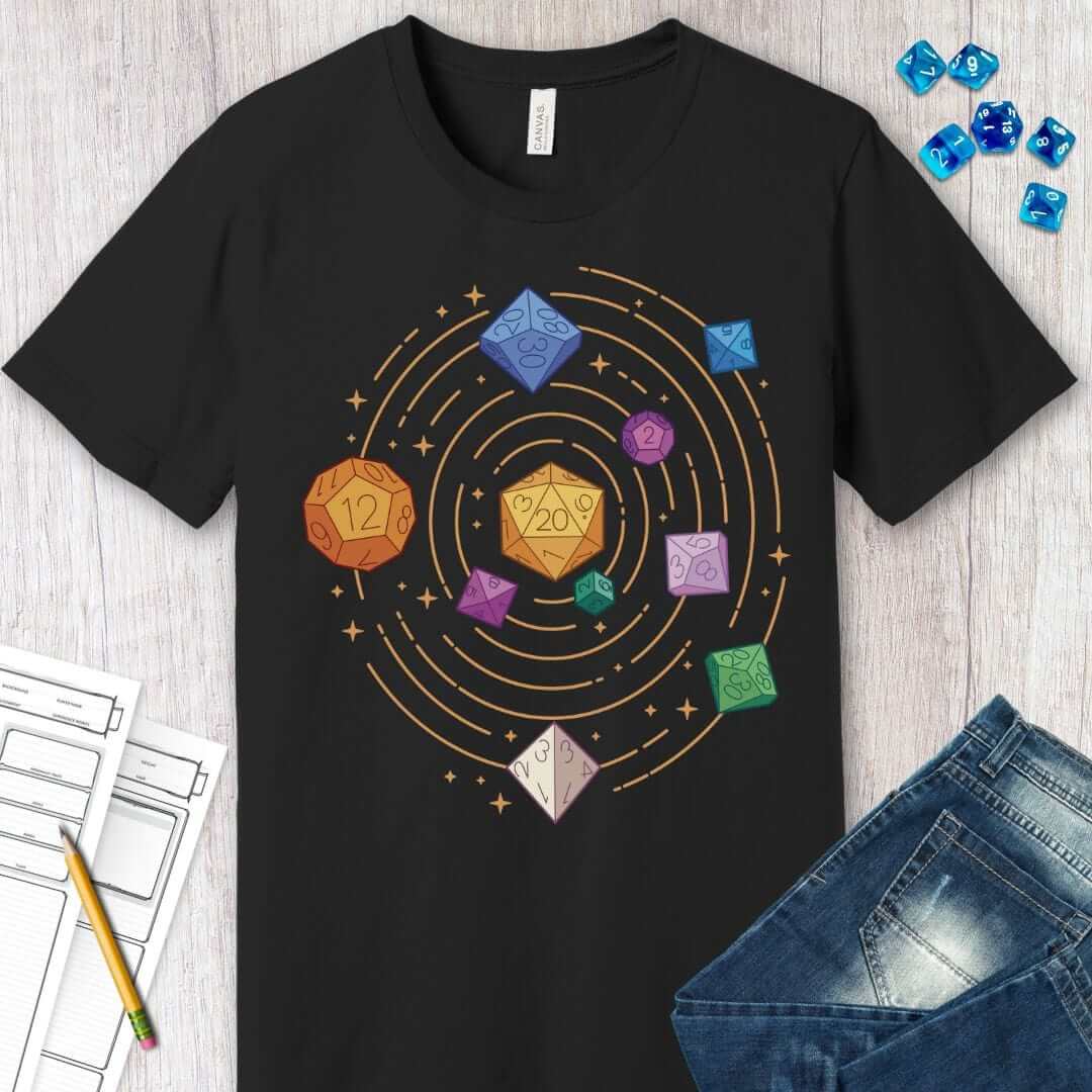 Printify T-Shirt Space Dice Solar System T-shirt