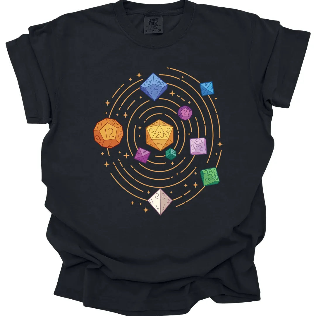 Printify T-Shirt Black / S Space Dice Solar System T-shirt - Comfort Colors