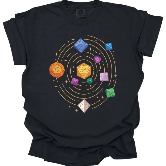 Printify T-Shirt Black / S Space Dice Solar System T-shirt - Comfort Colors