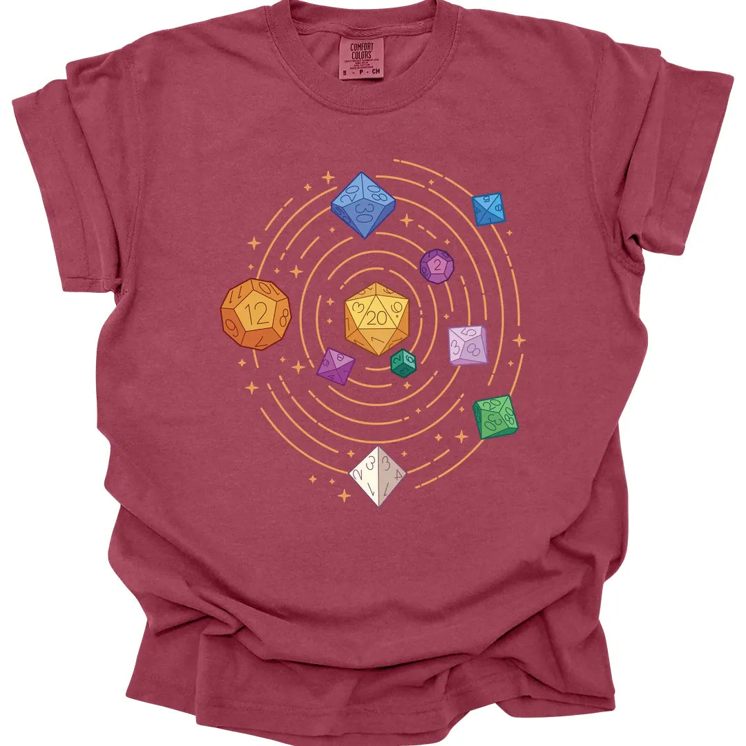 Printify T-Shirt Chili / S Space Dice Solar System T-shirt - Comfort Colors