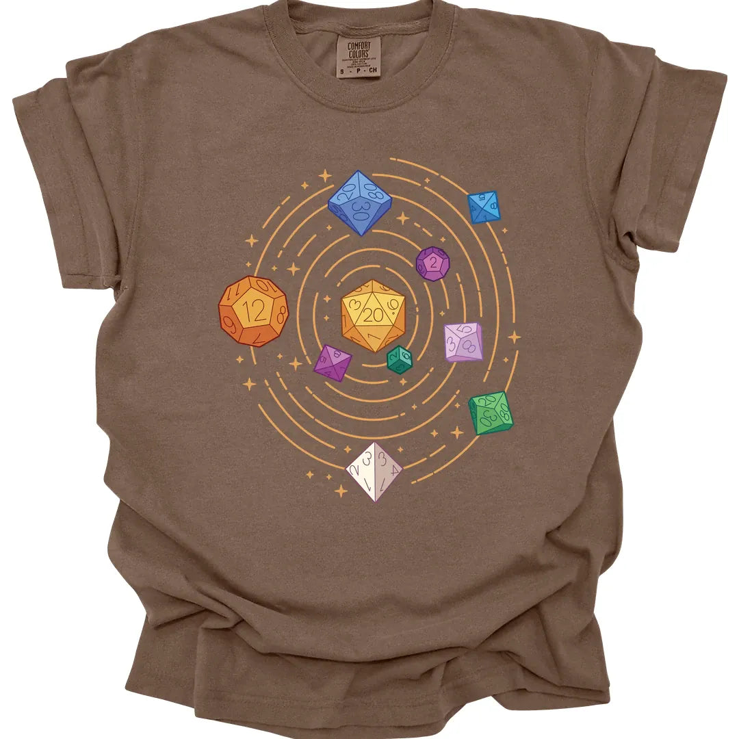 Printify T-Shirt Espresso / S Space Dice Solar System T-shirt - Comfort Colors