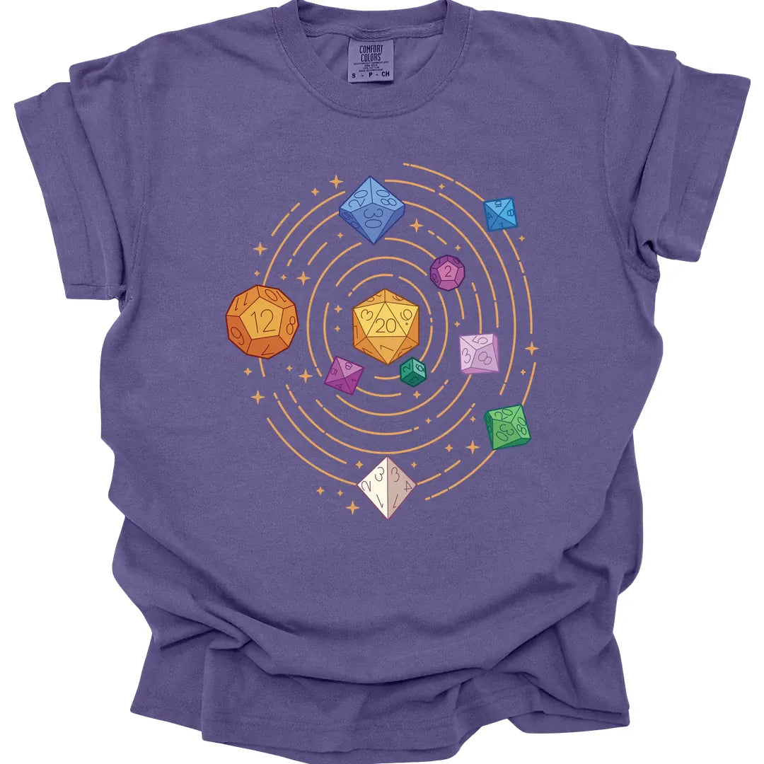 Printify T-Shirt Grape / S Space Dice Solar System T-shirt - Comfort Colors
