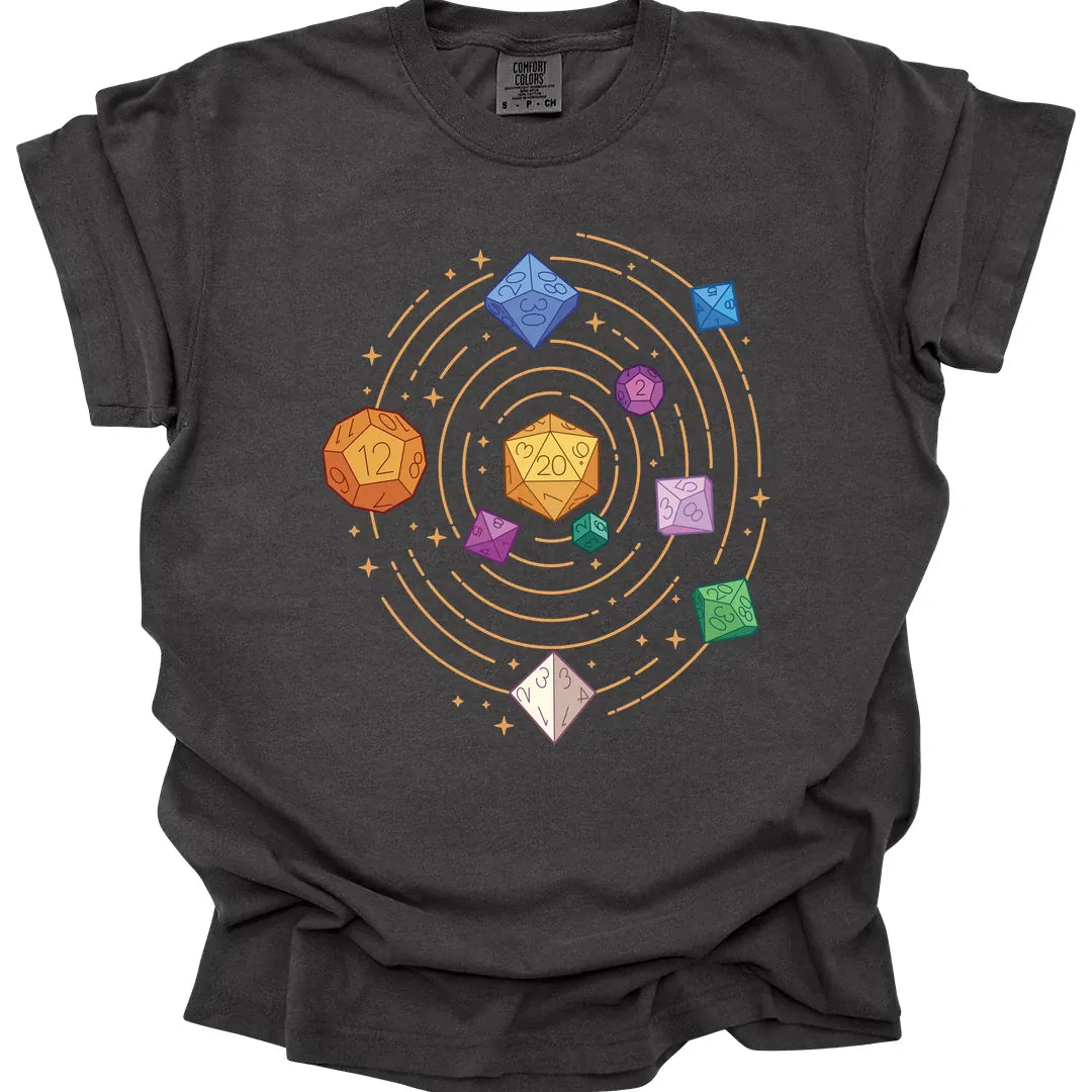 Printify T-Shirt Pepper / S Space Dice Solar System T-shirt - Comfort Colors