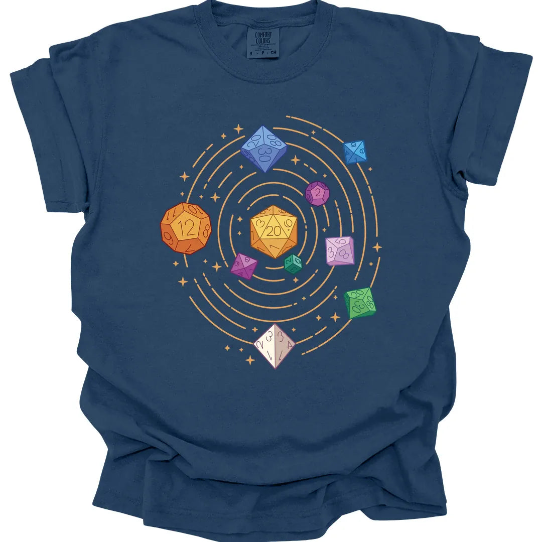 Printify T-Shirt True Navy / S Space Dice Solar System T-shirt - Comfort Colors