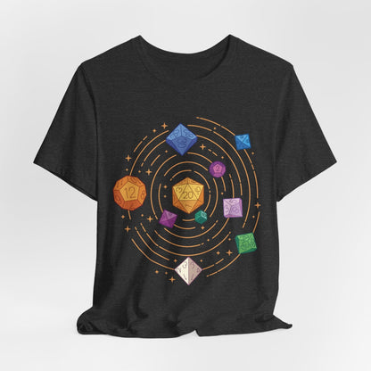 Printify T-Shirt Dark Heather / S Space Dice Solar System T-shirt
