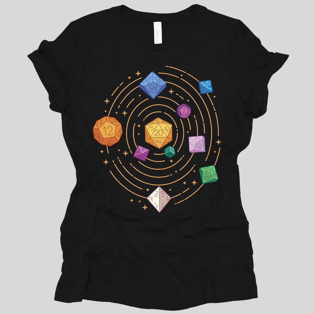 Printify T-Shirt Black / S Space Dice Solar System Women's T-shirt