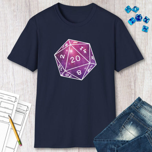 Printify T-Shirt Stars Nebula D20 Dice Shirt