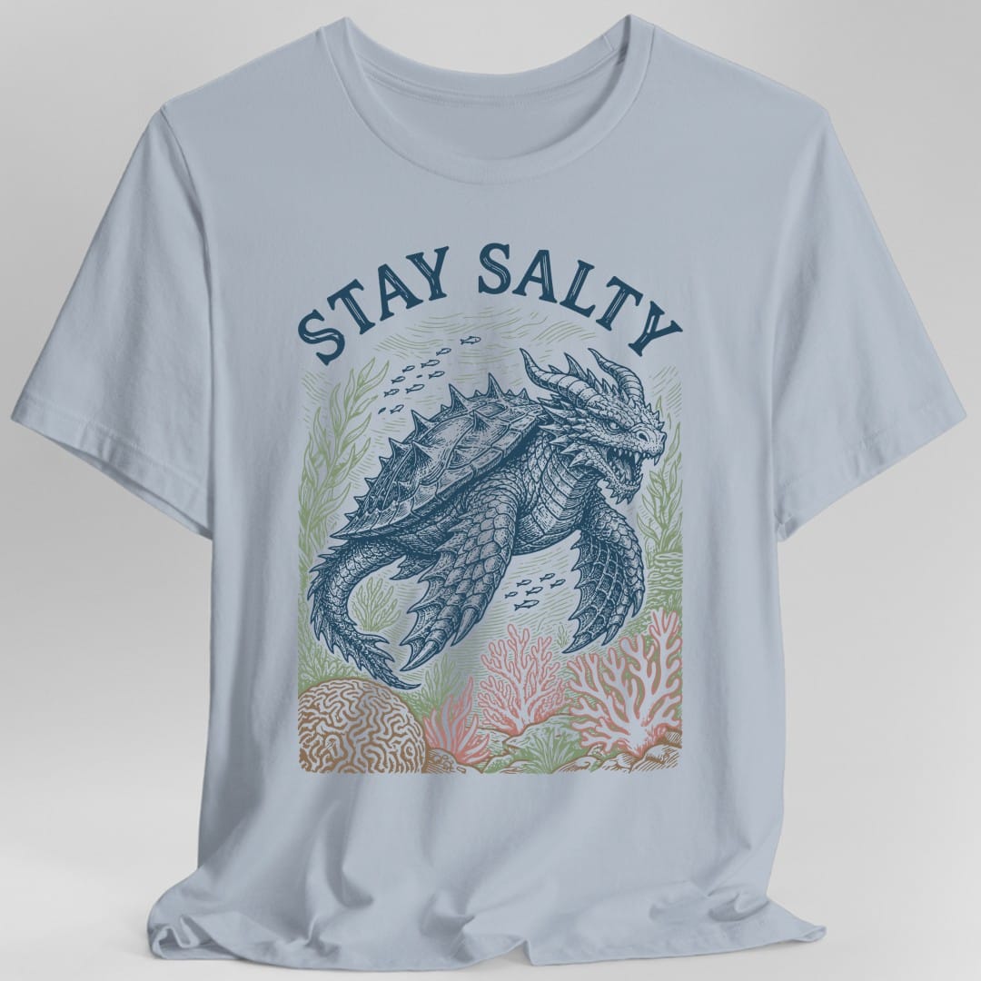 Printify T-Shirt Light Blue / S Stay Salty Dragon Turtle T-Shirt