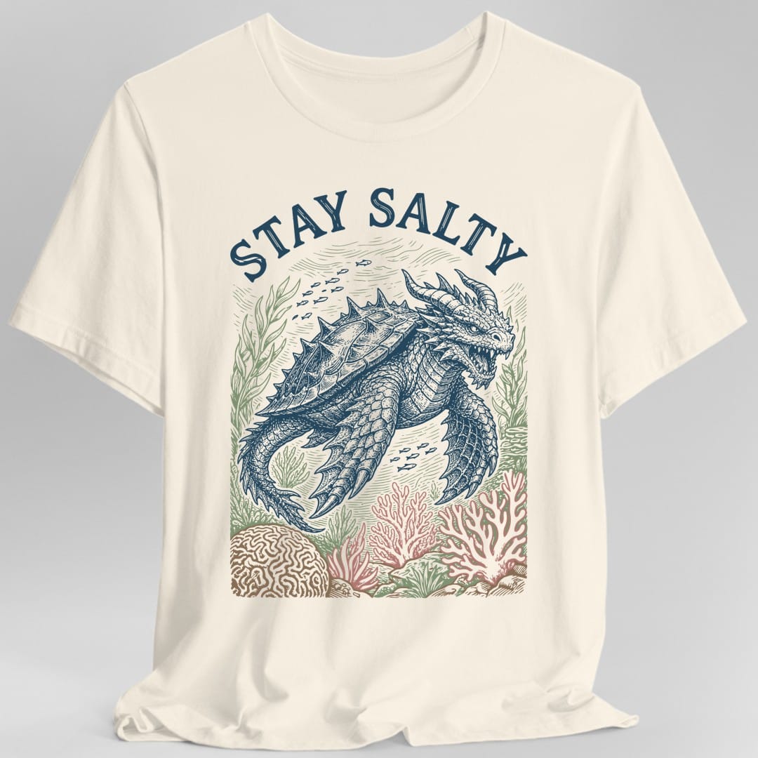 Printify T-Shirt Natural / S Stay Salty Dragon Turtle T-Shirt