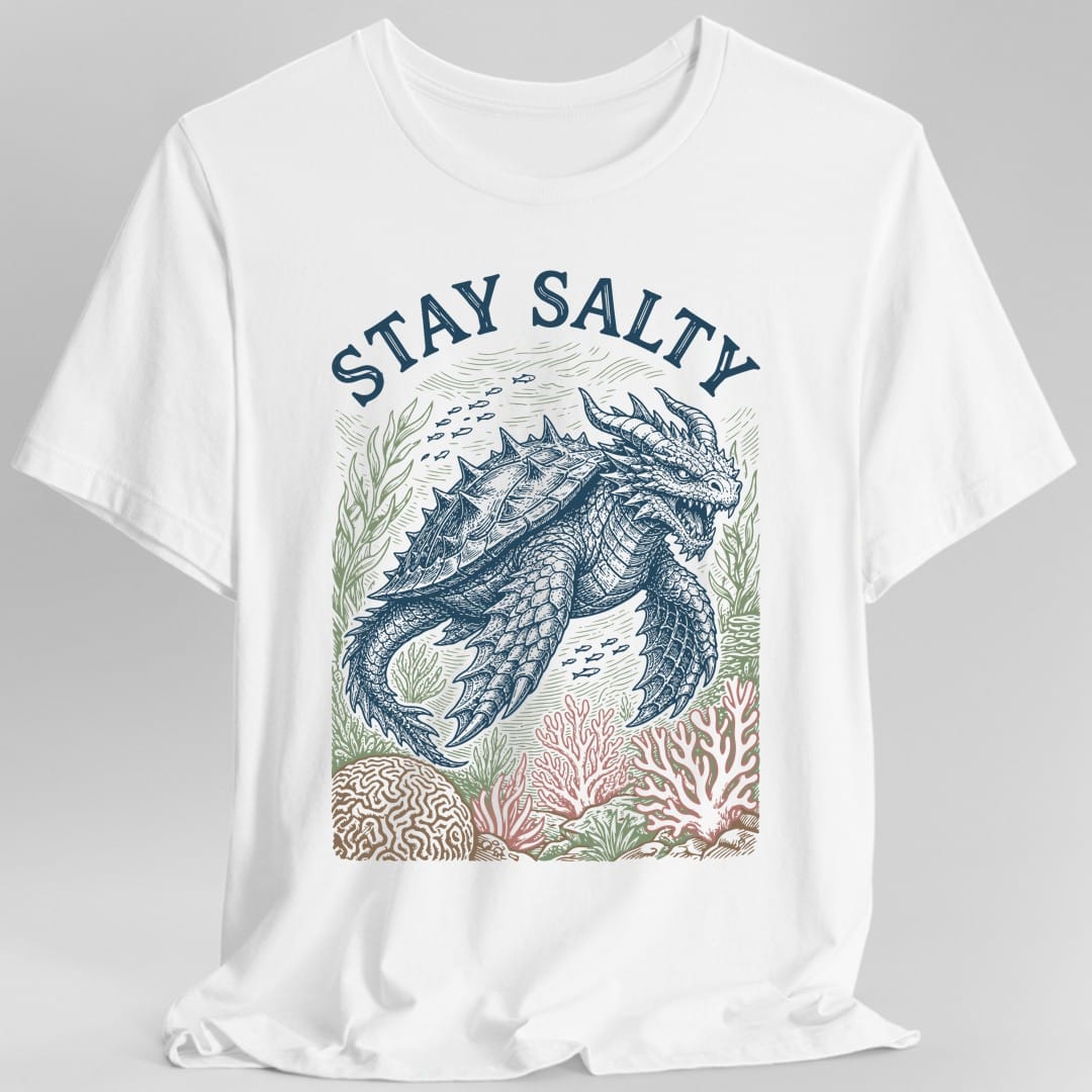 Printify T-Shirt White / S Stay Salty Dragon Turtle T-Shirt