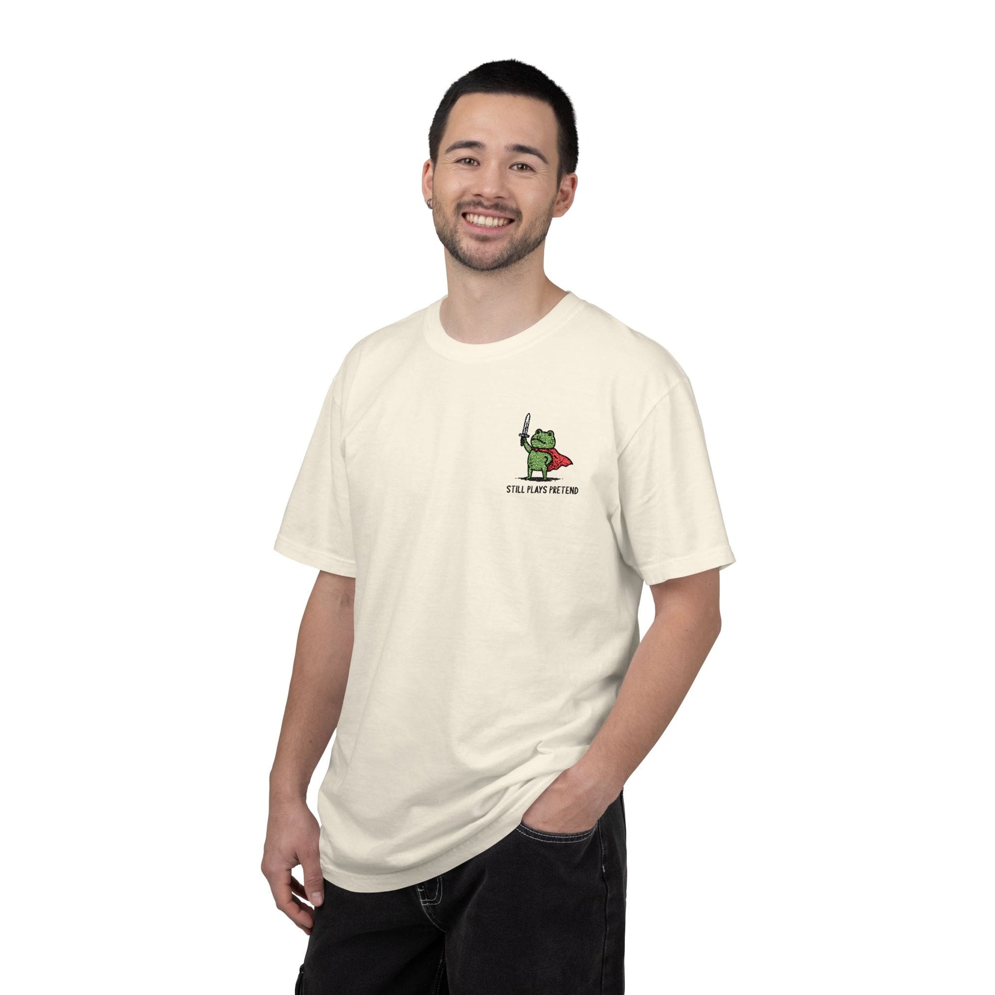 Printify T-Shirt Still Plays Pretend Embroidery T-shirt
