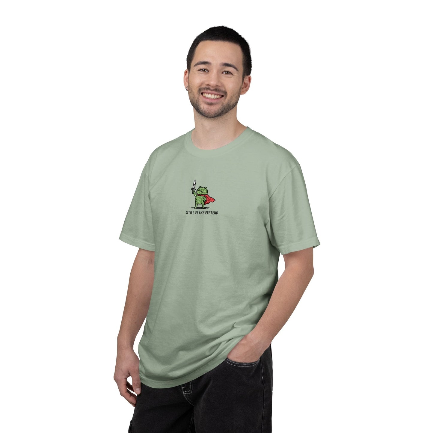 Printify T-Shirt Still Plays Pretend Embroidery T-shirt - Comfort Colors