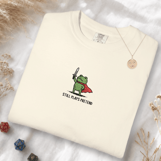 Printify T-Shirt Ivory / S Still Plays Pretend Embroidery T-shirt - Comfort Colors