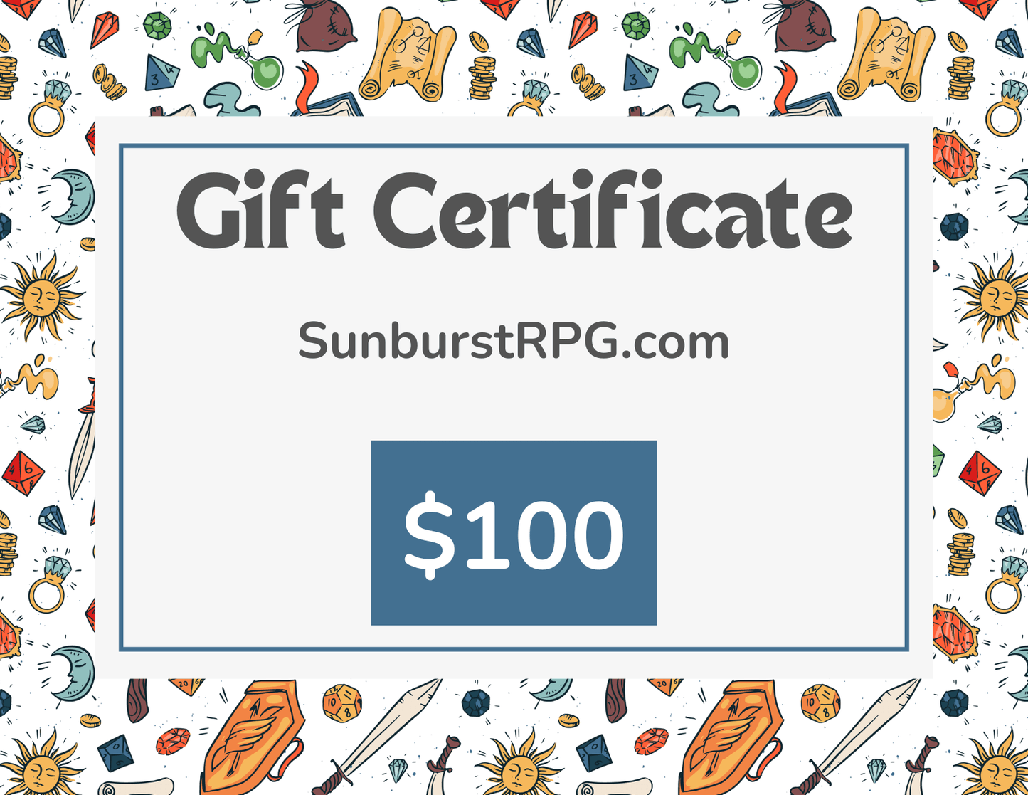 Sunburst RPG Digital $100.00 Sunburst RPG Digital Gift Card