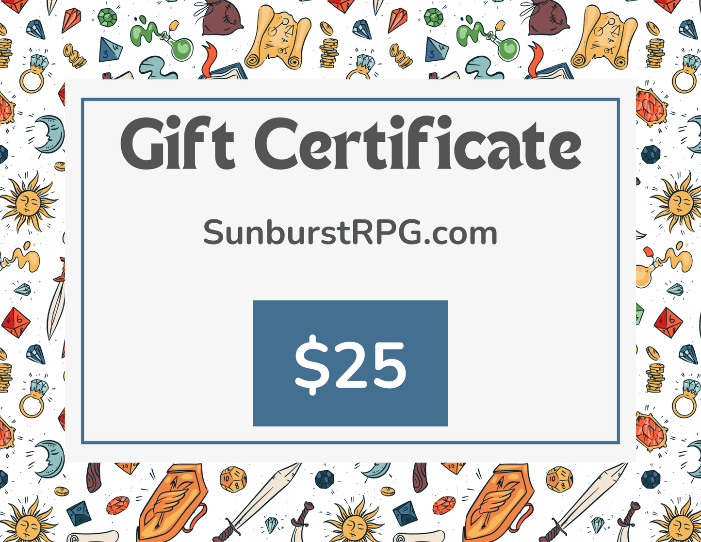 Sunburst RPG Digital $25.00 Sunburst RPG Digital Gift Card