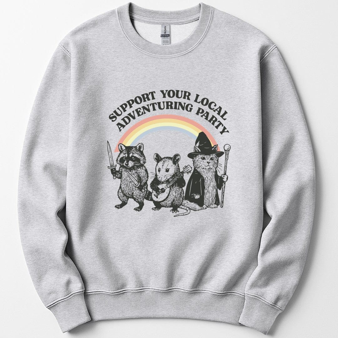 Printify Sweatshirt Ash / S Support Your Local Adventuring Party Sweatshirt