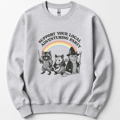 Printify Sweatshirt Ash / S Support Your Local Adventuring Party Sweatshirt