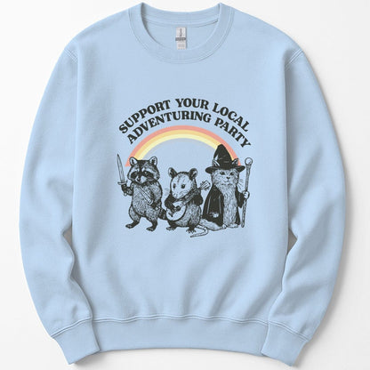 Printify Sweatshirt Light Blue / S Support Your Local Adventuring Party Sweatshirt