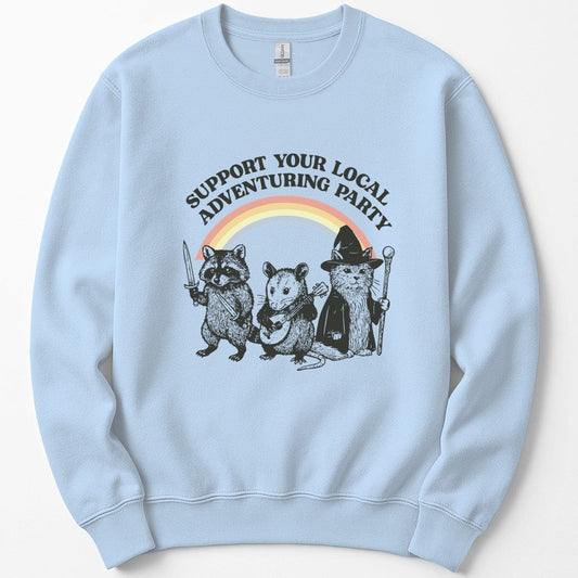 Printify Sweatshirt Light Blue / S Support Your Local Adventuring Party Sweatshirt