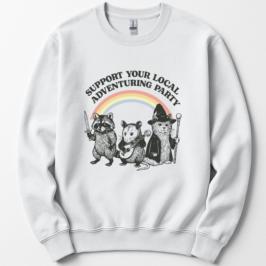 Printify Sweatshirt White / S Support Your Local Adventuring Party Sweatshirt