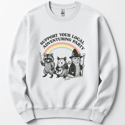 Printify Sweatshirt White / S Support Your Local Adventuring Party Sweatshirt