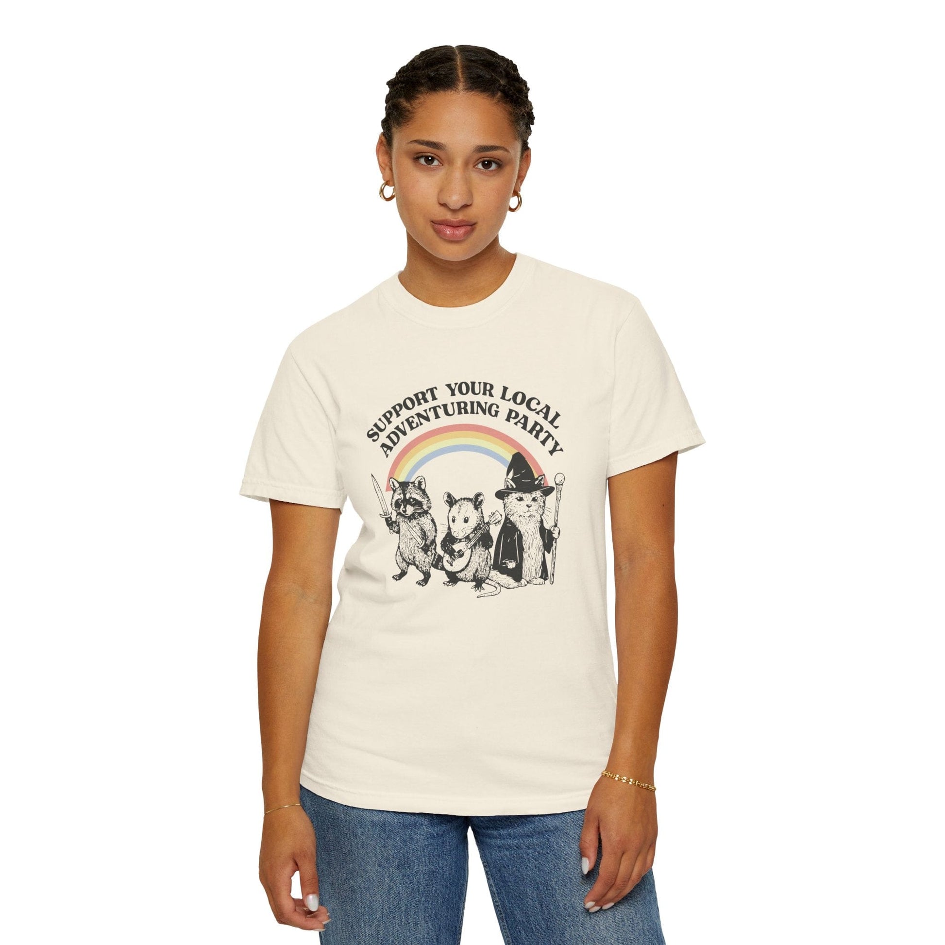 Printify T-Shirt Support Your Local Adventuring Party T-Shirt - Comfort Colors
