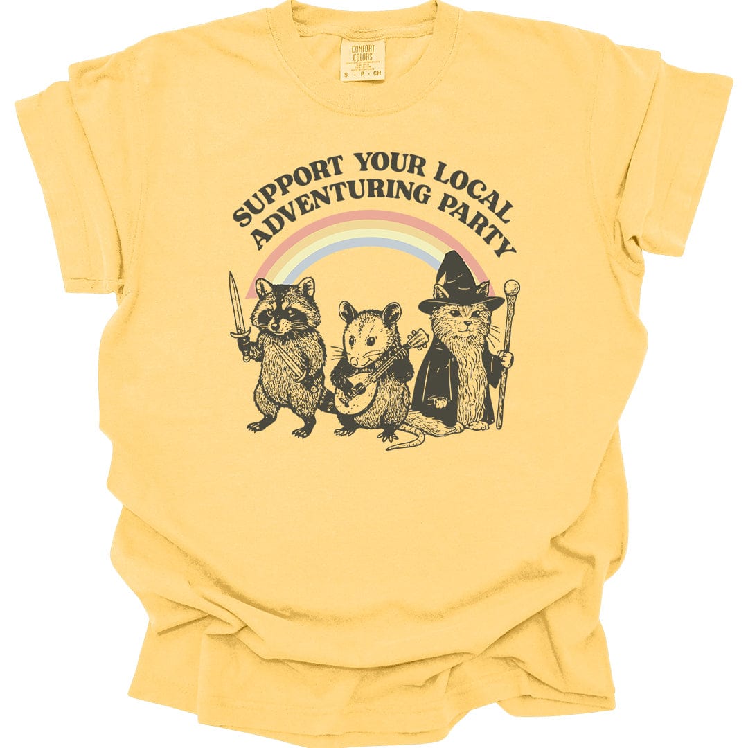 Printify T-Shirt Banana / S Support Your Local Adventuring Party T-Shirt - Comfort Colors