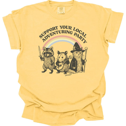 Printify T-Shirt Banana / S Support Your Local Adventuring Party T-Shirt - Comfort Colors