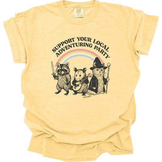 Printify T-Shirt Banana / S Support Your Local Adventuring Party T-Shirt - Comfort Colors