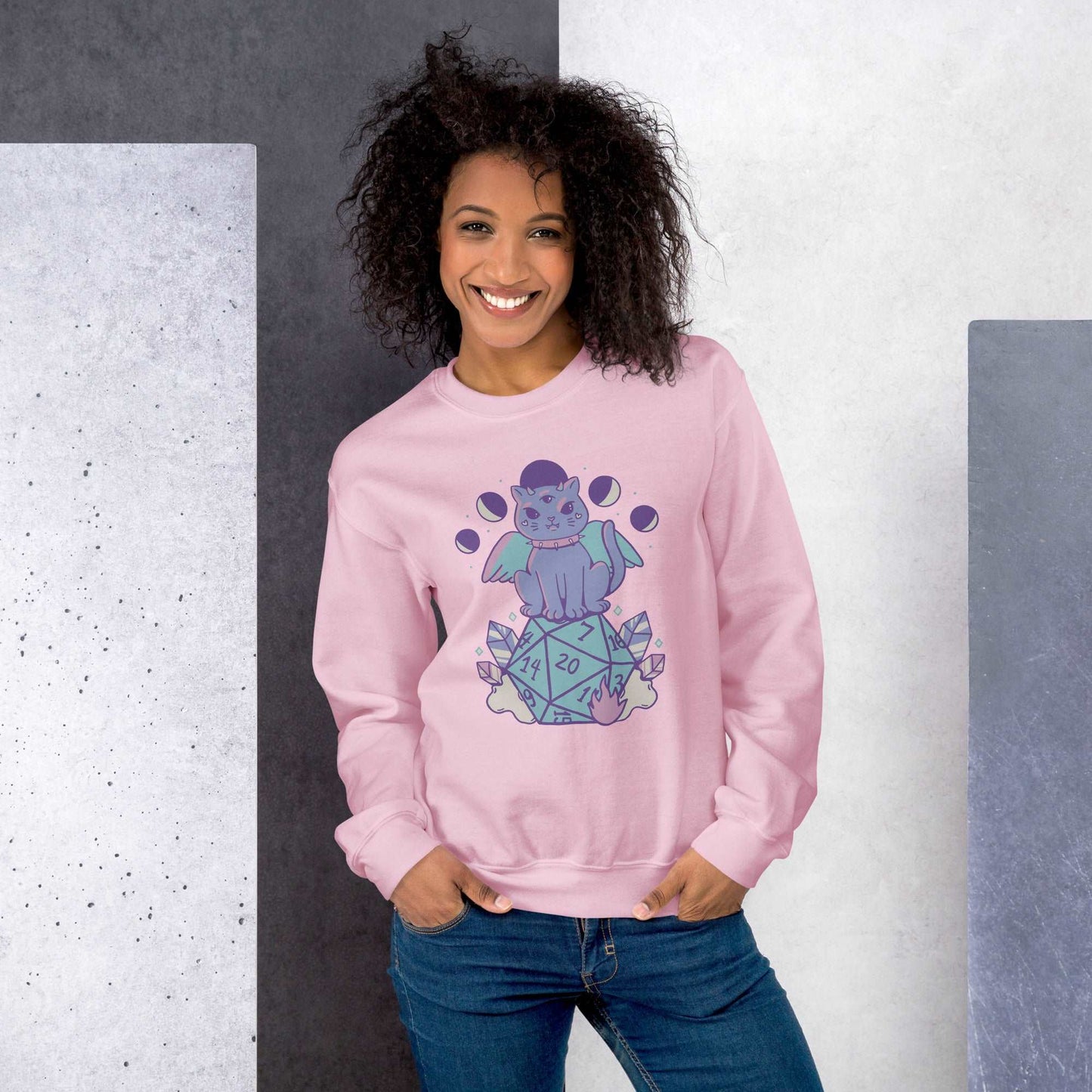 DnD Cat D20 Sweatshirt - Cute Dungeons & Dragons Sweatshirt Sweatshirt