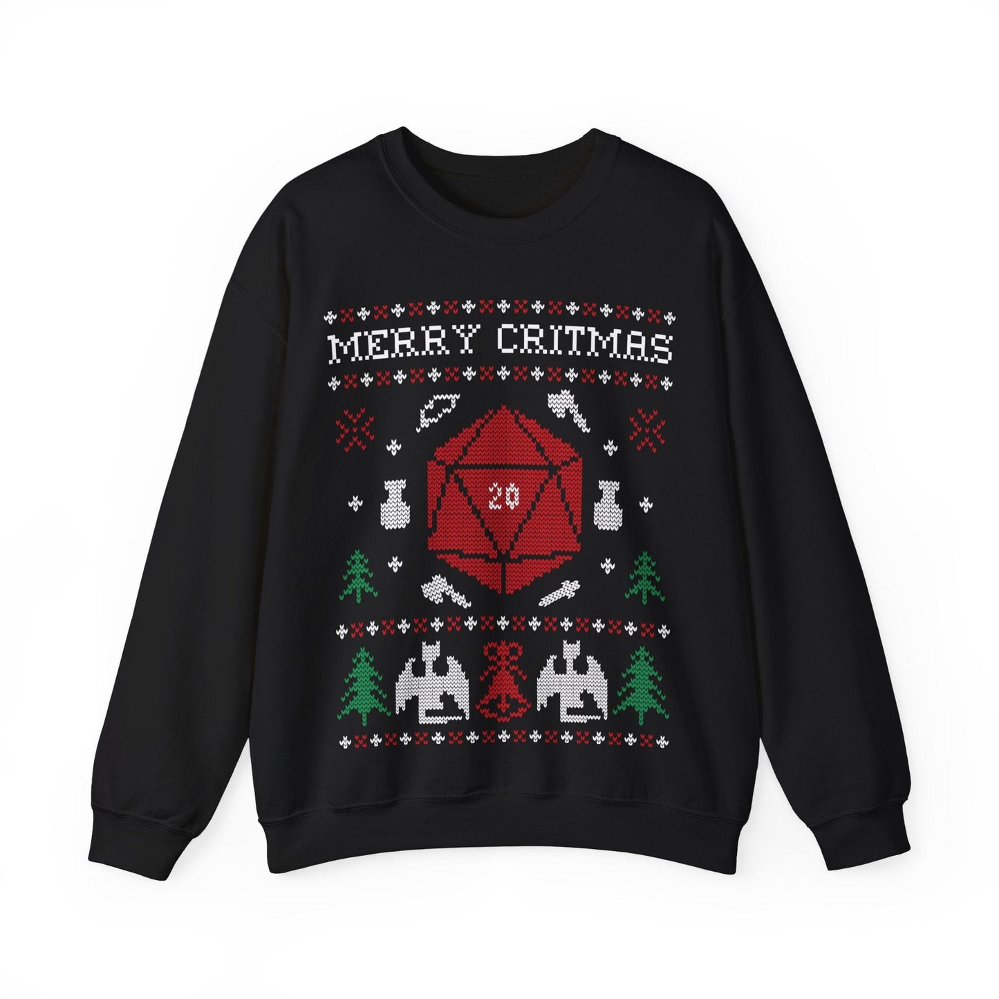 D&D Ugly Christmas Sweater Sweatshirt Sweatshirt S / Black