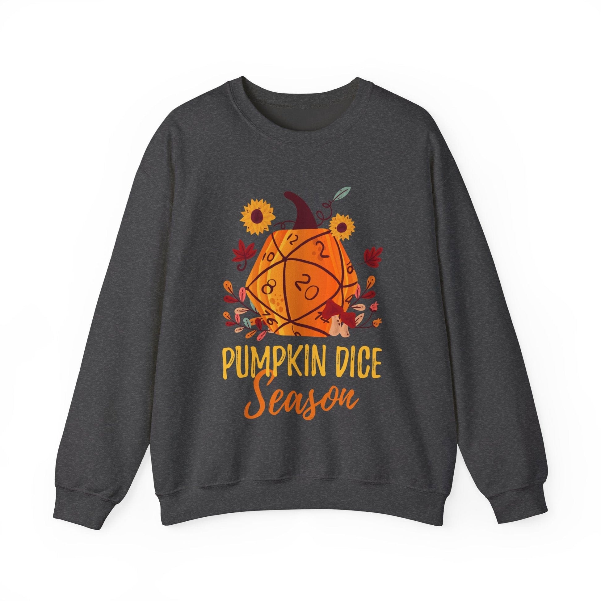 D&D Sweatshirt Pumpkin Dice Season Sweatshirt S / Dark Heather