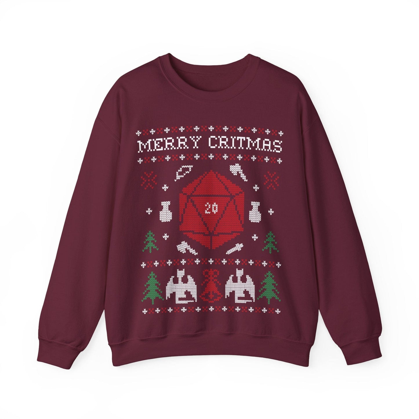 D&D Ugly Christmas Sweater Sweatshirt Sweatshirt S / Maroon