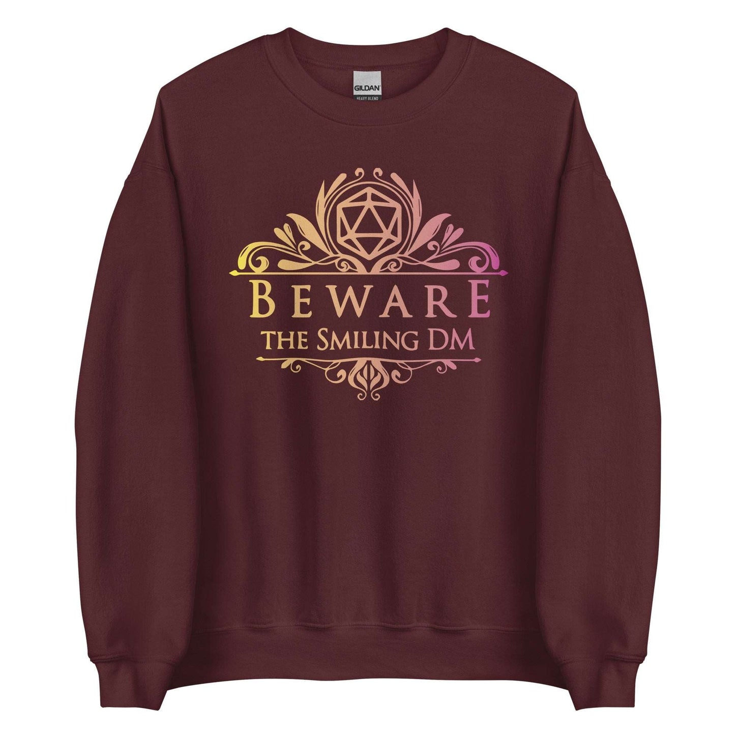 DnD Beware the Smiling DM Sweatshirt Sweatshirt S / Maroon