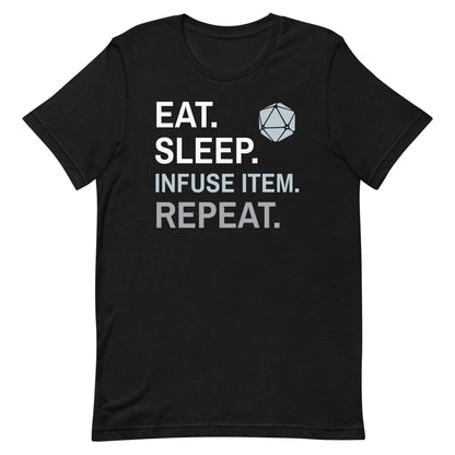 Artificer Class T-Shirt – 'Eat, Sleep, Infuse Item, Repeat' – Dungeons & Dragons Artificer Apparel T-Shirt Black / S