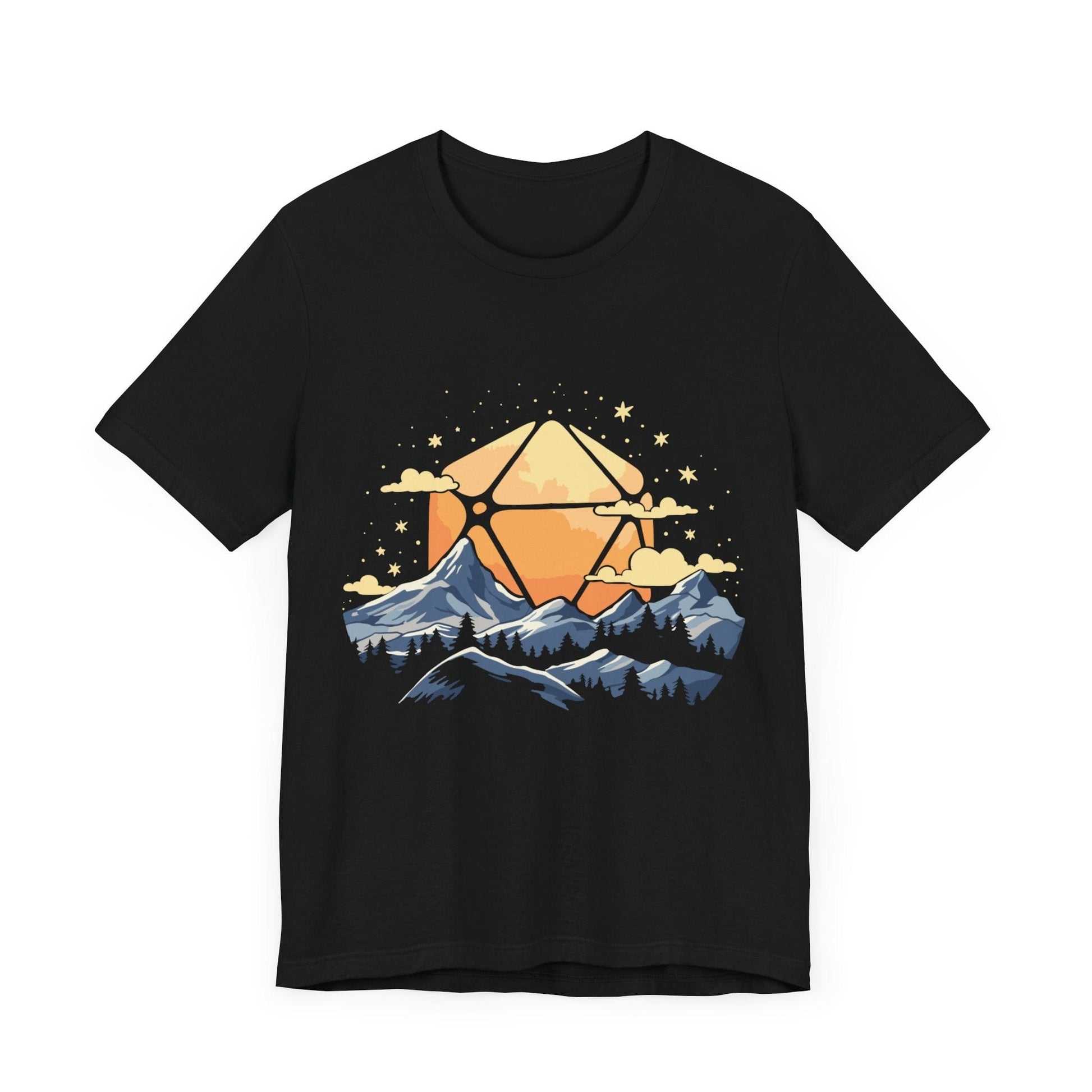 D20 Sun Landscape Blue Orange T-Shirt Black / S