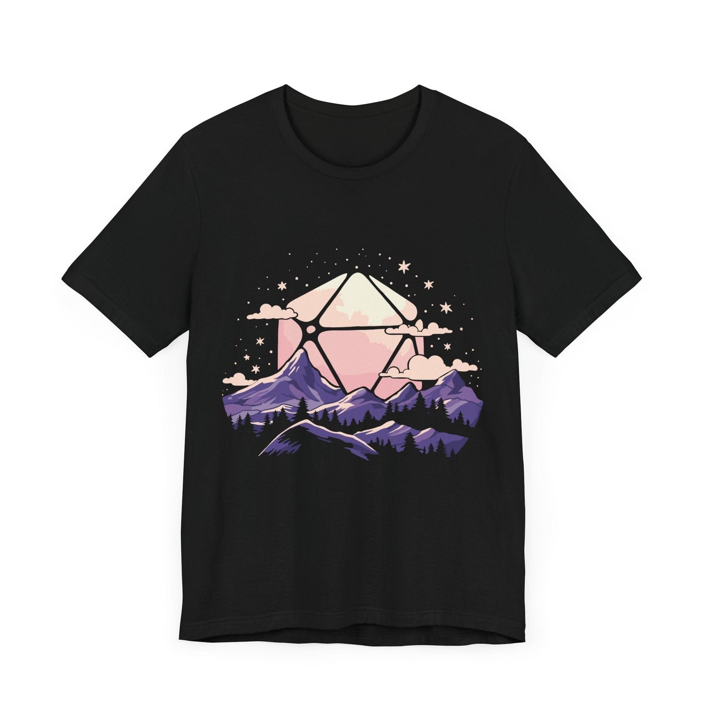 D20 Sun Landscape Purple Pink T-Shirt Black / S