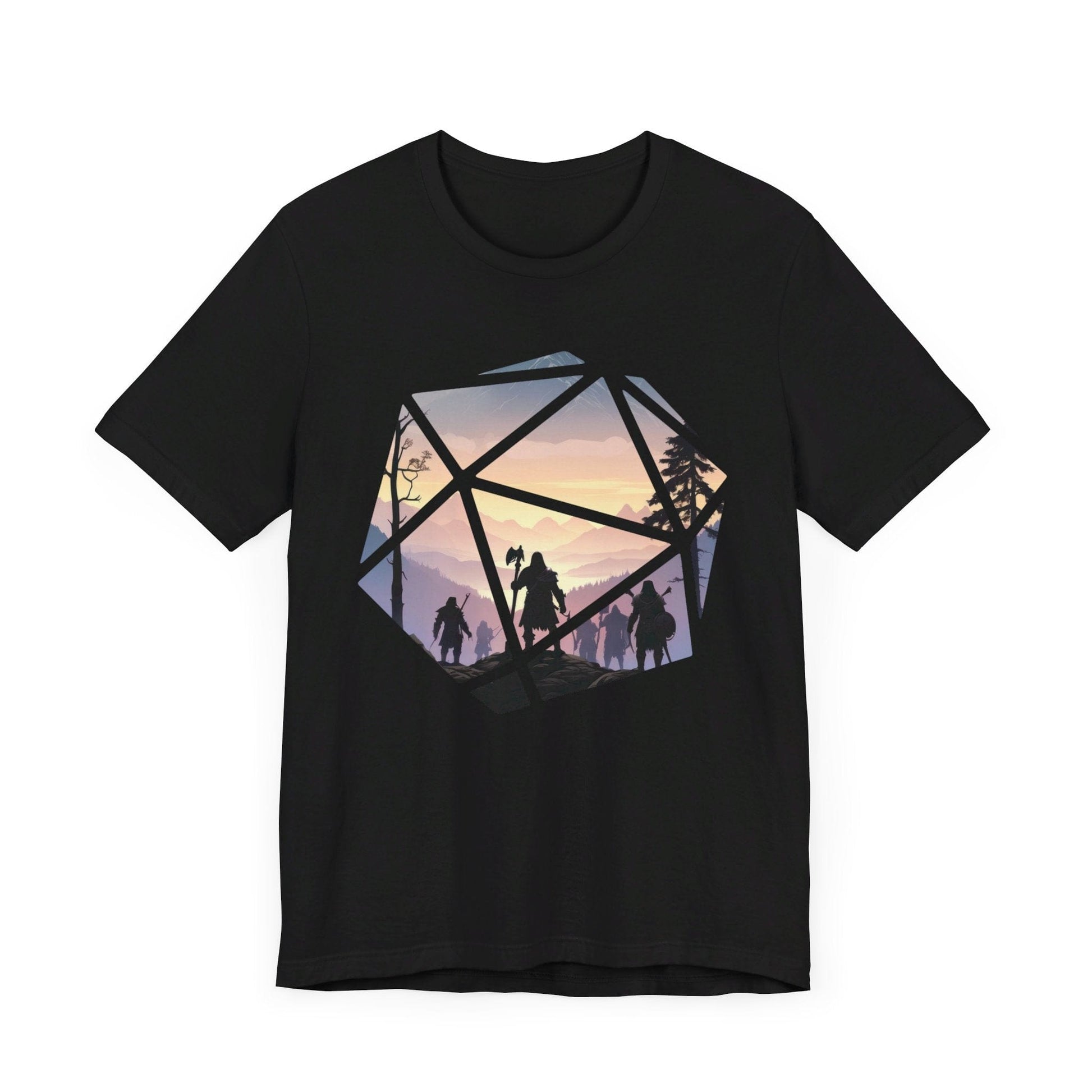 DnD Shirt | D&D D20 Landscape Tshirt | Dungeons And Dragons D20 Scene Tee T-Shirt Black / S