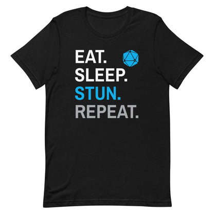 Monk Class T-Shirt – 'Eat, Sleep, Stun, Repeat' – Dungeons & Dragons Monk Apparel T-Shirt Black / S
