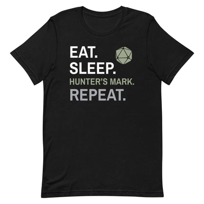 Ranger Class T-Shirt – 'Eat, Sleep, Hunter's Mark, Repeat' – Dungeons & Dragons Ranger Apparel T-Shirt Black / S