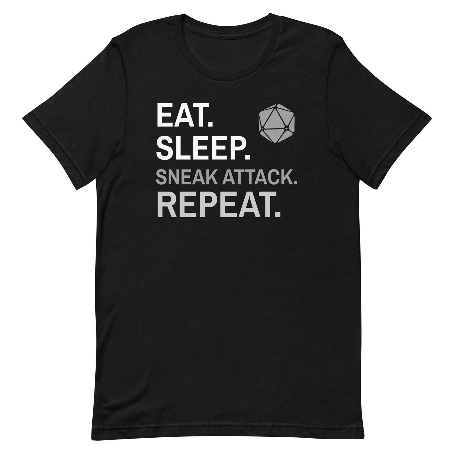 Rogue Class T-Shirt – 'Eat, Sleep, Sneak Attack, Repeat' – Dungeons & Dragons Rogue Apparel T-Shirt Black / S