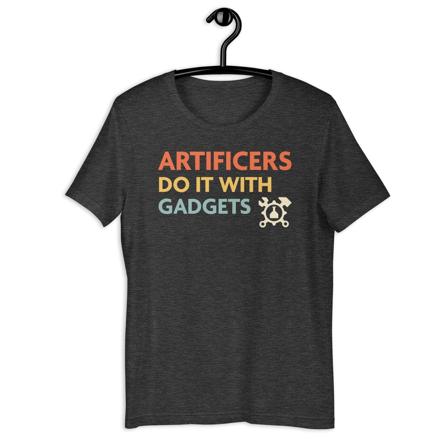 Artificers Do It With Gadgets T-Shirt – D&D Artificer Class Tee T-Shirt Dark Grey Heather / S