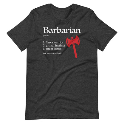 Barbarian Class Definition T-Shirt – Funny DnD Definition Tee T-Shirt Dark Grey Heather / S