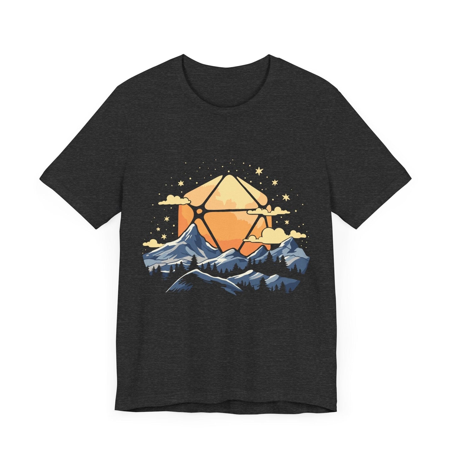 D20 Sun Landscape Blue Orange T-Shirt Dark Grey Heather / S