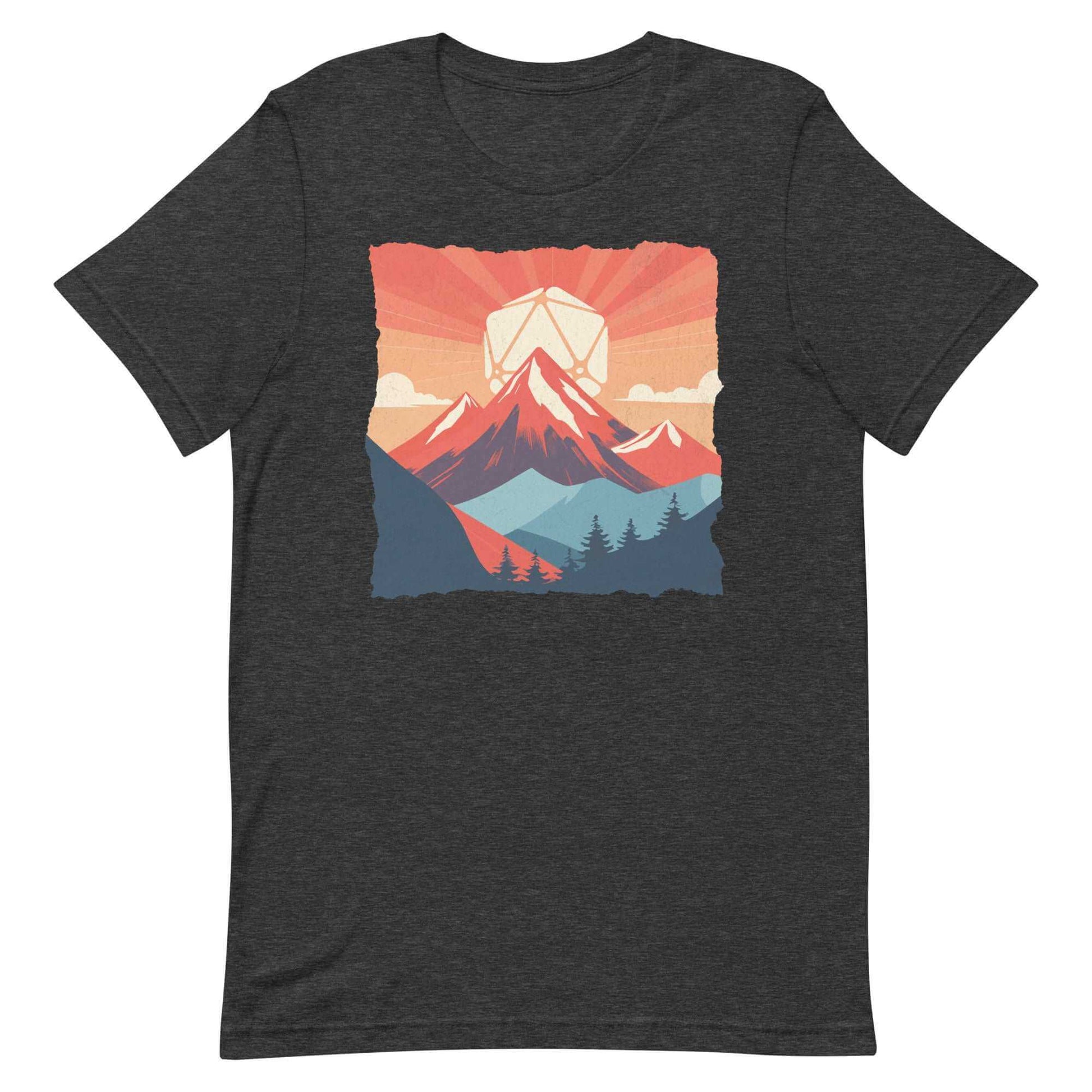 DnD D20 Landscape T-shirt - Dungeons & Dragons Tee T-Shirt Dark Grey Heather / S